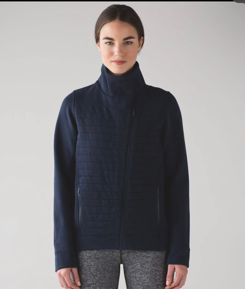 Lululemon Fleece Be True Jacket Navy Blue Relaxed Fit Sz 4